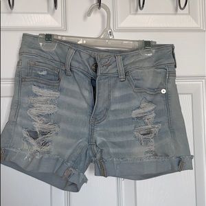 American eagle blue ripped shorts